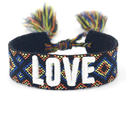 1 Piece Fashion Love Polyester Embroidery Handmade Tassel Unisex Bracelets