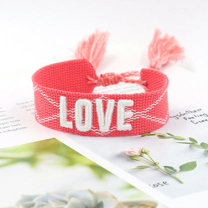 1 Piece Fashion Love Polyester Embroidery Handmade Tassel Unisex Bracelets