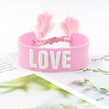 1 Piece Fashion Love Polyester Embroidery Handmade Tassel Unisex Bracelets