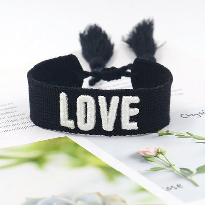 1 Piece Fashion Love Polyester Embroidery Handmade Tassel Unisex Bracelets