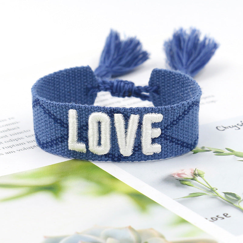 1 Piece Fashion Love Polyester Embroidery Handmade Tassel Unisex Bracelets