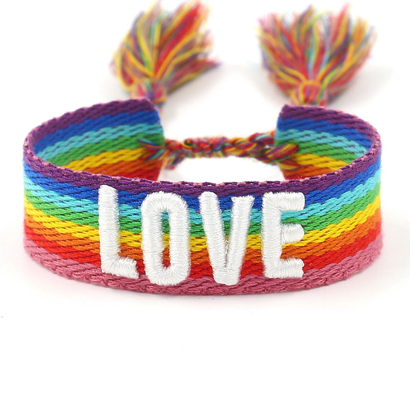 1 Piece Fashion Love Polyester Embroidery Handmade Tassel Unisex Bracelets