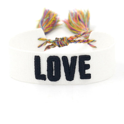 1 Piece Fashion Love Polyester Embroidery Handmade Tassel Unisex Bracelets