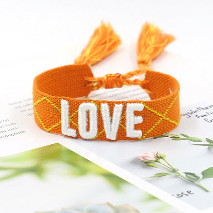 1 Piece Fashion Love Polyester Embroidery Handmade Tassel Unisex Bracelets