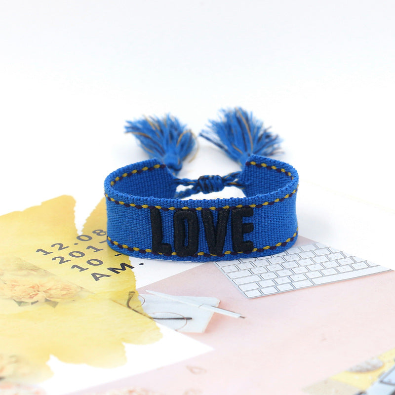 1 Piece Fashion Love Polyester Embroidery Handmade Tassel Unisex Bracelets