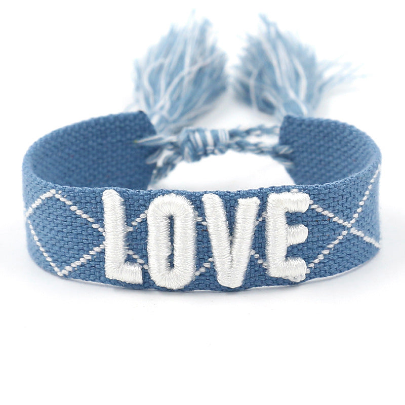 1 Piece Fashion Love Polyester Embroidery Handmade Tassel Unisex Bracelets