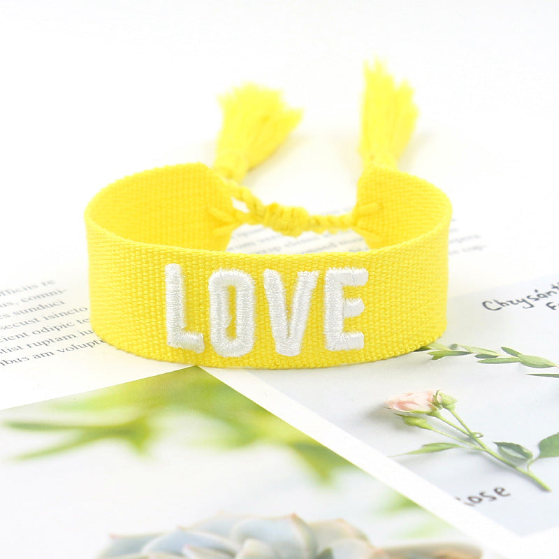 1 Piece Fashion Love Polyester Embroidery Handmade Tassel Unisex Bracelets