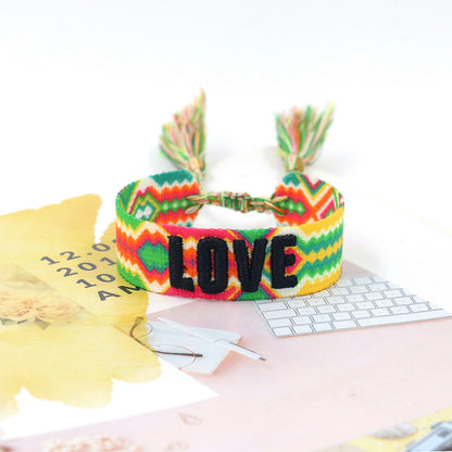 1 Piece Fashion Love Polyester Embroidery Handmade Tassel Unisex Bracelets