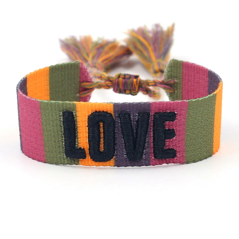 1 Piece Fashion Love Polyester Embroidery Handmade Tassel Unisex Bracelets