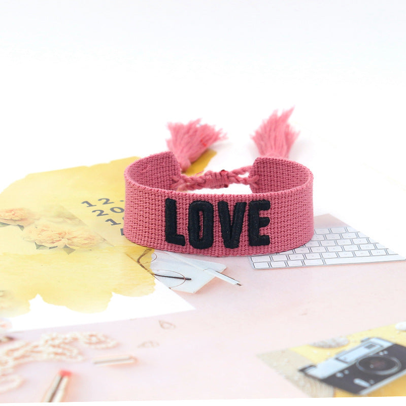 1 Piece Fashion Love Polyester Embroidery Handmade Tassel Unisex Bracelets