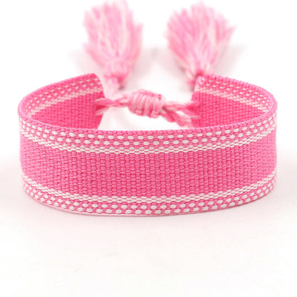 1 Piece Ethnic Style Stripe Plaid Polyester Embroidery Tassel Unisex Bracelets