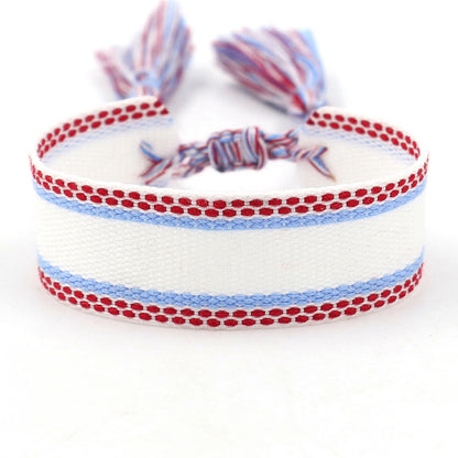 1 Piece Ethnic Style Stripe Plaid Polyester Embroidery Tassel Unisex Bracelets