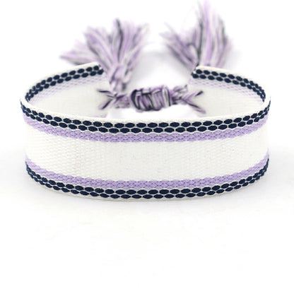 1 Piece Ethnic Style Stripe Plaid Polyester Embroidery Tassel Unisex Bracelets