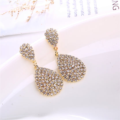 1 Pair Simple Style Water Droplets Inlay Alloy Rhinestones Drop Earrings