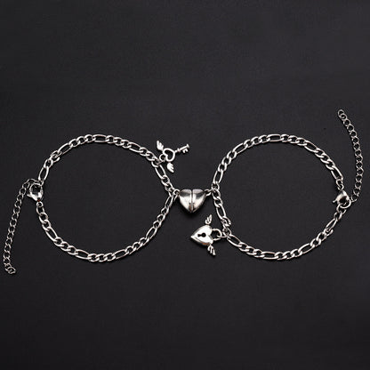 Fashion Heart Shape Alloy Plating Unisex Bracelets 1 Pair