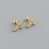 Simple Style Cross Sterling Silver Inlay Zircon Ear Studs 1 Pair