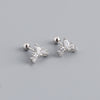 Fashion Crown Sterling Silver Inlay Zircon Ear Studs 1 Pair