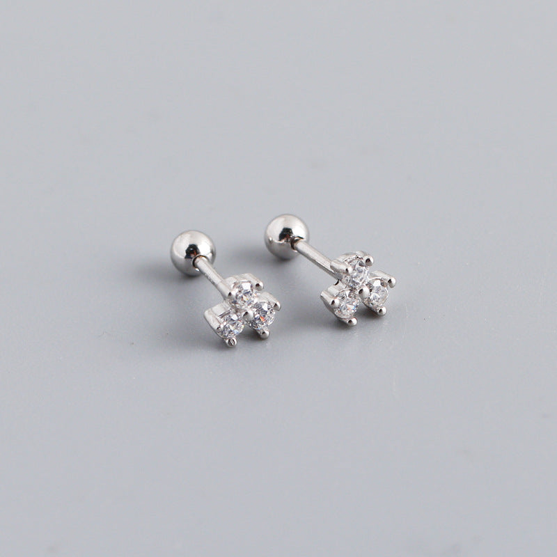 Fashion Geometric Sterling Silver Inlay Zircon Ear Studs 1 Pair