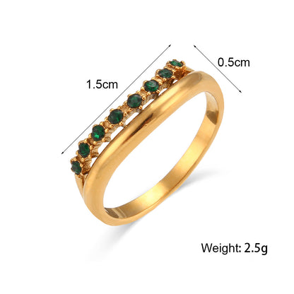 Women's Lady Geometric Stainless Steel Rings Geometry National Tide Metal Zircon Stainless Steel Rings