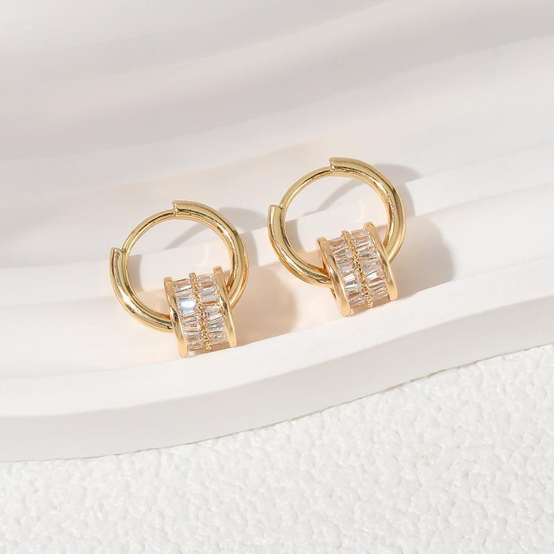 Fashion Geometric Copper Gold Plated Zircon Earrings 1 Pair