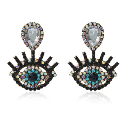 Fashion Devil's Eye Alloy Inlay Rhinestones Women's Drop Earrings 1 Pair