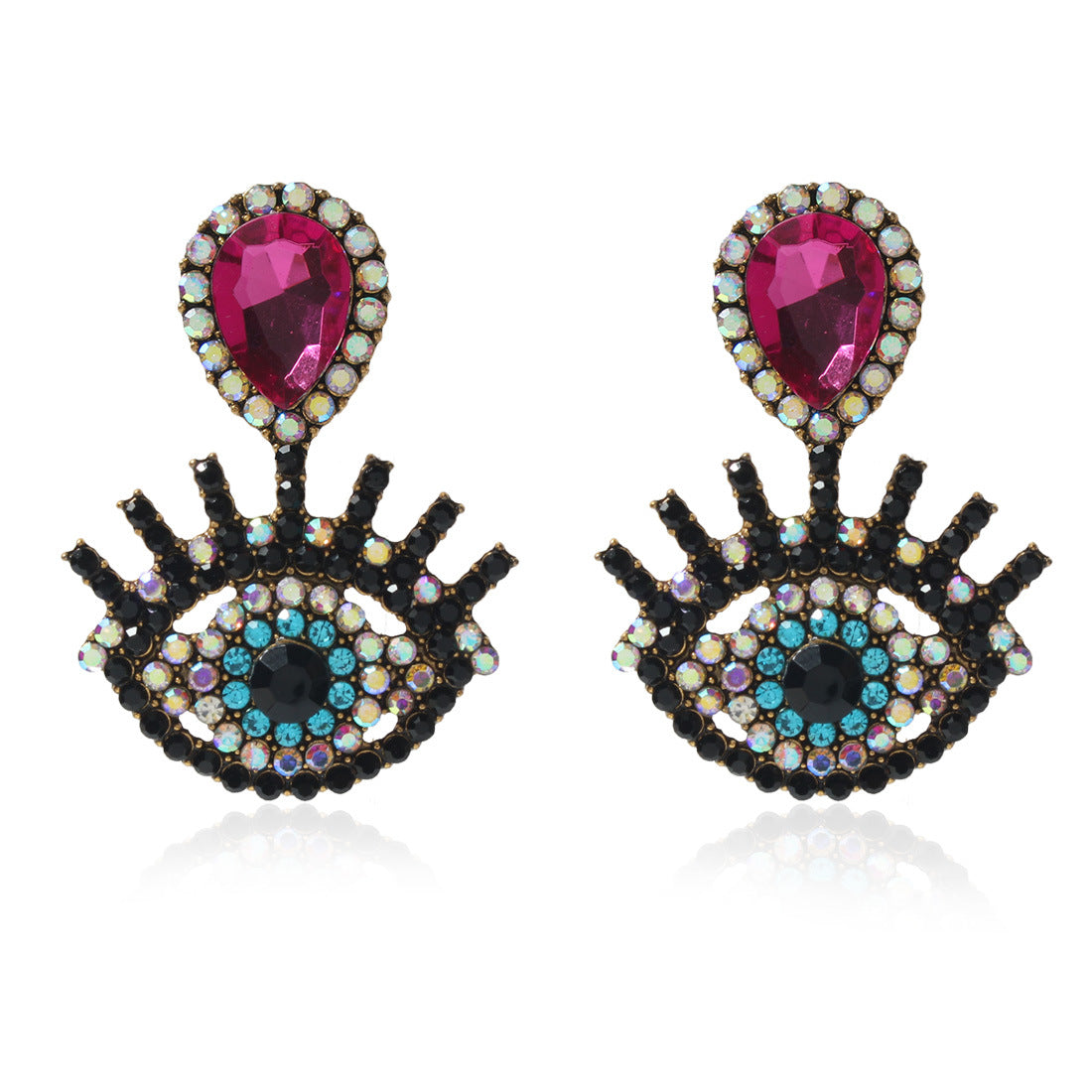 Fashion Devil's Eye Alloy Inlay Rhinestones Women's Drop Earrings 1 Pair