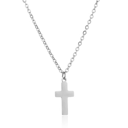 Fashion Cross Stainless Steel Gold Plated Pendant Necklace