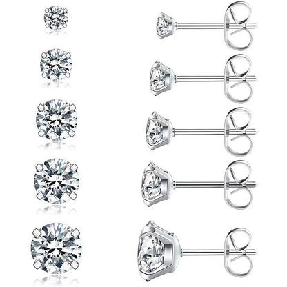 Simple Style Round Stainless Steel Plating Inlay Zircon Ear Studs 1 Pair