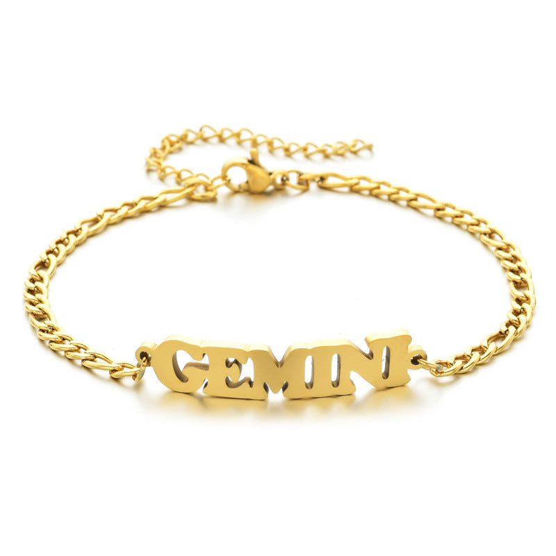 Fashion Letter Stainless Steel Gold Plated Bracelets