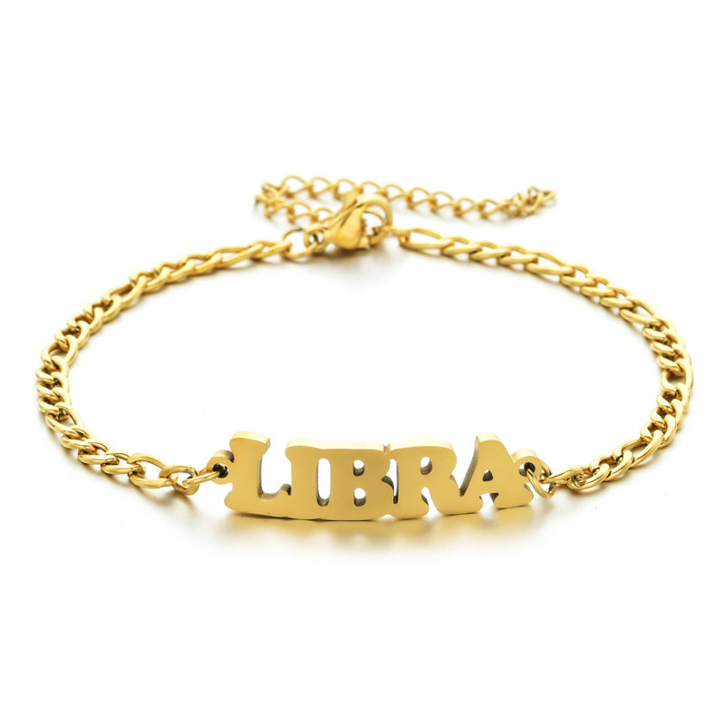 Fashion Letter Stainless Steel Gold Plated Bracelets