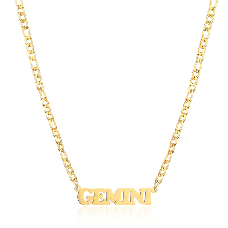 Simple Style Letter Stainless Steel Gold Plated Necklace