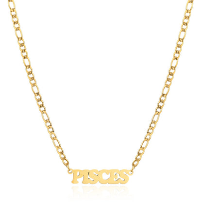 Simple Style Letter Stainless Steel Gold Plated Necklace