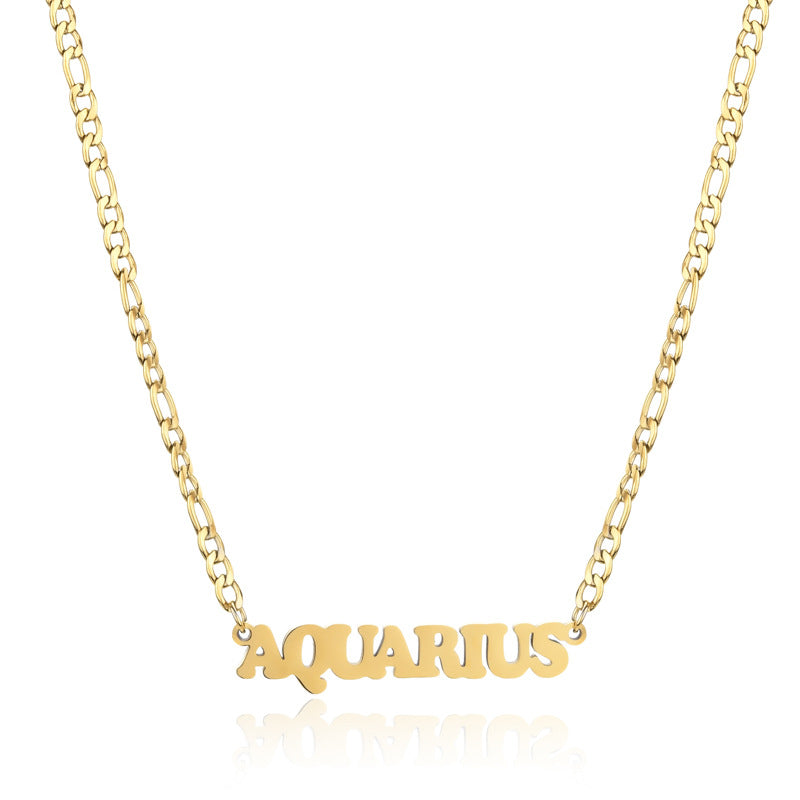 Simple Style Letter Stainless Steel Gold Plated Necklace