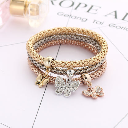 Fashion Heart Shape Butterfly Alloy Plating Rhinestones Women's Bracelets