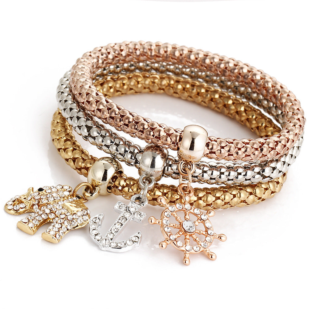 Fashion Heart Shape Butterfly Alloy Plating Rhinestones Women's Bracelets