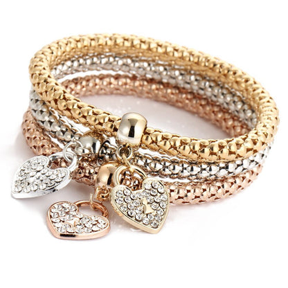 Fashion Heart Shape Butterfly Alloy Plating Rhinestones Women's Bracelets