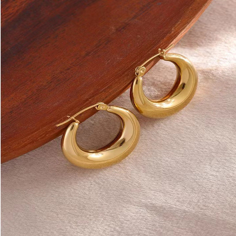 Fashion Solid Color Stainless Steel Plating Earrings 1 Pair