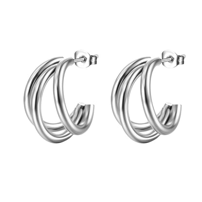 Fashion Solid Color Stainless Steel Plating Earrings 1 Pair