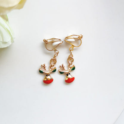 Fashion Bell Elk Alloy Christmas Girl's Ear Clips 1 Pair