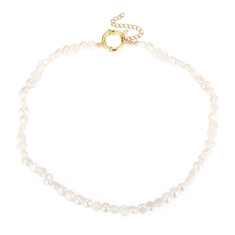 Elegant Geometric Stainless Steel Beaded Pearl Choker 1 Piece