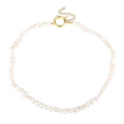 Elegant Geometric Stainless Steel Beaded Pearl Choker 1 Piece