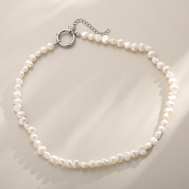 Elegant Geometric Stainless Steel Beaded Pearl Choker 1 Piece