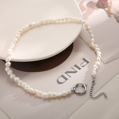 Elegant Geometric Stainless Steel Beaded Pearl Choker 1 Piece