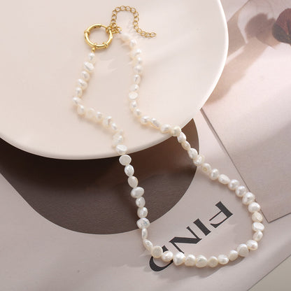 Elegant Geometric Stainless Steel Beaded Pearl Choker 1 Piece