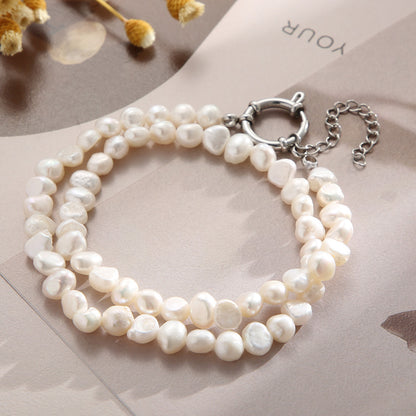 Elegant Geometric Stainless Steel Beaded Pearl Choker 1 Piece