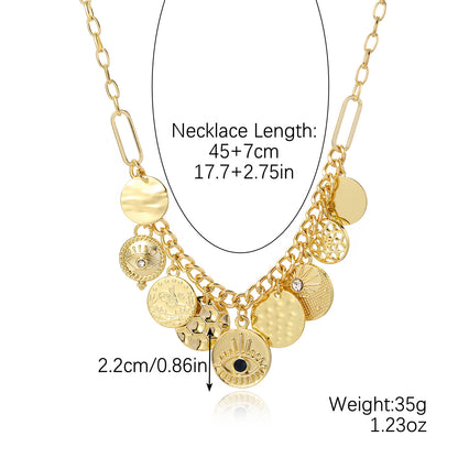 Fashion Devil's Eye Heart Shape Alloy Plating Artificial Rhinestones Women's Pendant Necklace