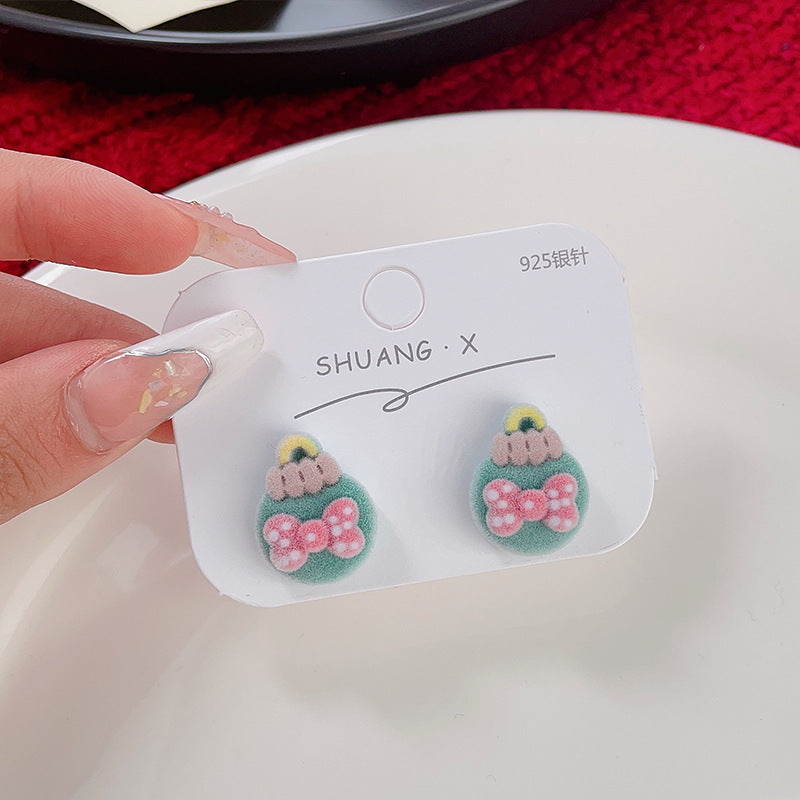 Fashion Santa Claus Elk Flocking Christmas Women's Ear Studs 1 Pair