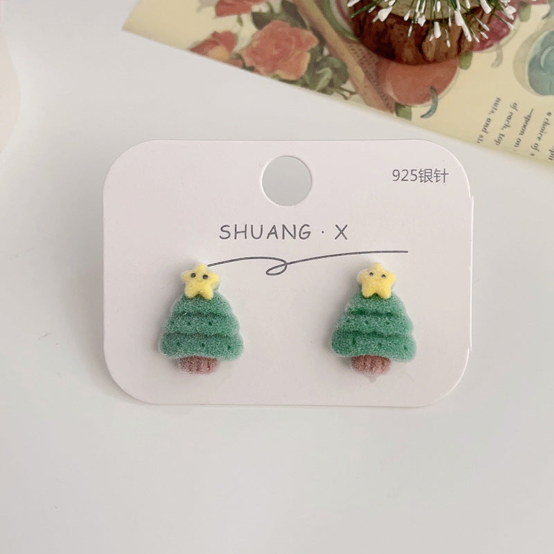 Fashion Santa Claus Elk Flocking Christmas Women's Ear Studs 1 Pair