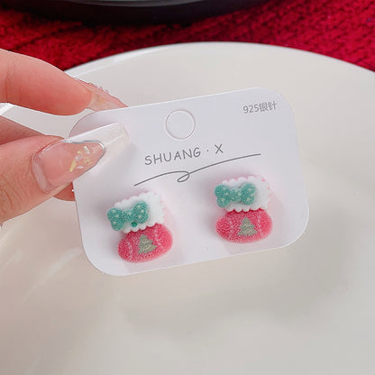 Fashion Santa Claus Elk Flocking Christmas Women's Ear Studs 1 Pair