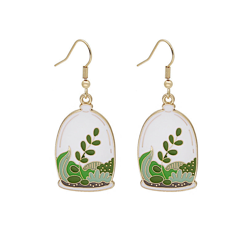 1 Pair Fashion Fruit Cat Mushroom Enamel Alloy Drop Earrings